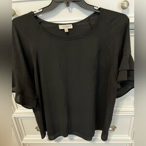 Umgee Elegant Black Ruffle Sleeve Top
